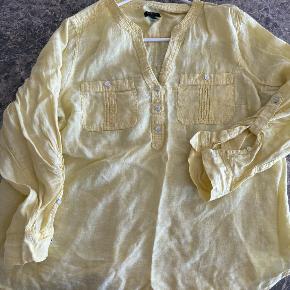 Talbots LinenYellow Tunic, Perfect for Spring! Size LP - Picture 4 of 5